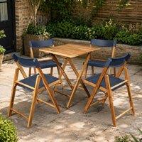 Voltico Tramontina Folding Wooden Bistro Dining Set with Table & 4 Chairs in Brown