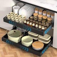 JANLEMNY 2 Pack Adjustable No-Drill Carbon Steel Pull-Out Cabinet Organiser in Black