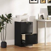 HOMCOM Cabinet, File Cabinet with 2 Lockable Drawers & Hanging Rails in Black