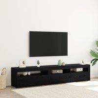 Berkfield Home TV Cabinets 2 pcs with LED Lights Black Oak Engineered Wood