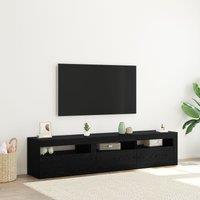 Berkfield Home TV Cabinets 2 pcs with LED Lights Black Oak Engineered Wood