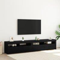 Berkfield Home TV Cabinets 2 pcs with LED Lights Black Oak Engineered Wood