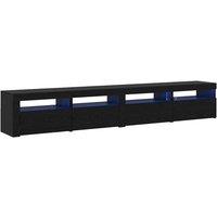 Berkfield Home 3 Piece TV Cabinet Set with LED Lights Black Oak Engineered Wood