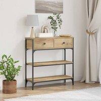Berkfield Home Console Table Artisan Oak 72, 5x25x75 cm Engineered Wood & Steel in Brown | Size: 5 x 25 x 75 cm