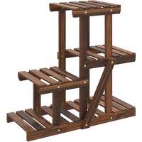 Berkfield Home Flower Stand 58x25x51 cm Solid Wood Fir in Brown | Size: 58 x 25 x 51 cm