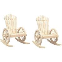 Berkfield Home Rocking Adirondack Chairs 2 pcs Solid Wood Fir in Light Tan