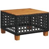 Berkfield Home Garden Table Black 55x55x36 cm Poly Rattan Acacia Wood | Size: 55 x 55 x 36 cm