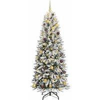 Berkfield Home Green Artificial Christmas Tree with 300 LEDs White 78 x 78 x 210 cm