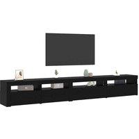 Berkfield Home Modern 3 Piece TV Cabinet Set with LED Lights Black Oak Engineere