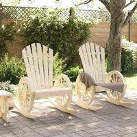 Berkfield Home Rocking Adirondack Chairs 2 pcs Solid Wood Fir in Light Tan