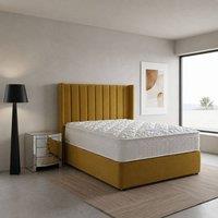 Stratus Interiors Oulton Wingback Divan Bed with Panel Headboard - Non storage in Mustard | Size: Single