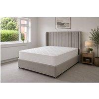 Stratus Interiors Oulton Wingback Divan Bed with Panel Headboard - No storage in Grey | Size: Single