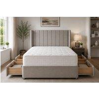Stratus Interiors Oulton Wingback Divan Bed with Panel Headboard & Storage - 4 Drawer in Grey | Size: Single