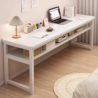 FORGEVIO 2Tier White Wood Rear Storage Shelf End-Of-Row Sofa Laptop Desk