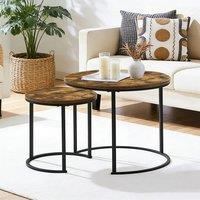 FORGEVIO Nesting Coffee Tables Set of 2 Round Stacking Sofa Side Tables