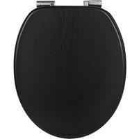 NESTLUNE Wooden Universal Bathroom Toilet Seat Soft in Black | Size: 1000mm x 1000mm