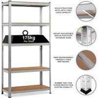 NESTLUNE 5 Tier Racking Shelf Heavy Duty Garage Shelving in Silver | Size: 10000mm x 520mm