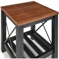 FORGEVIO Lamp Table Black Painted Pine Wooden Side Table Storage Shelf
