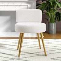 FORGEVIO Teddy Upholstery Dressing Table Stool Makeup Bedroom Rest Chair in Cream