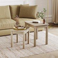 FORGEVIO Nest Of 2 Tables Natural Solid Pax Wax Finish Side Table Solid in Brown