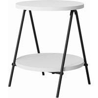 FORGEVIO Round Side Table 2 Tier Scratch Resistant Mocha Grey Metal Frame