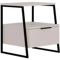 FORGEVIO 1 Door Sandstone Bedside Table Black Metal Frame & Handle in Beige