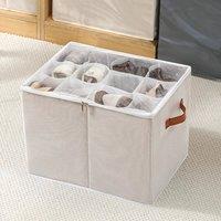 EONLION 2x Shoe Storage Box 12 Pairs Organiser with Clear Cover in Beige | Size: 500mm