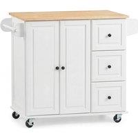 NESTLUNE A Kitchen Island on Wheel Rolling Storage Trolley in White | Size: 100 cm x 15 cm