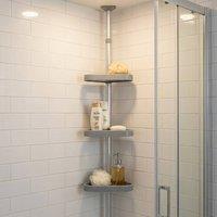 NESTLUNE Telescopic Shower Caddy Triple Shelf in Grey