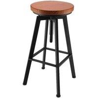 Havendro Vintage Wood Metal Bar Stool in Brown