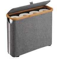 VOGREX Grey Waterproof Toilet Roll Storage Basket With Lid Bathroom