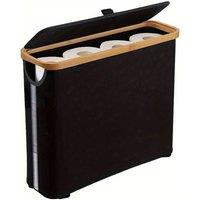 VOGREX Black Waterproof Toilet Roll Storage Basket With Lid Bathroom