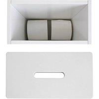 VOGREX Wooden Slim Shaker Multi Purpose Toilet Roll Storage Box in White