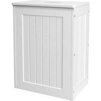 VOGREX Wooden Shaker Slim Bathroom Caddy Toilet Roll Storage in White
