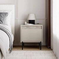 FORGEVIO Sandstone 1-Door Bedside Cabinet, Handleless with Black Legs