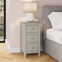 FORGEVIO Grey 3 Drawer Bedside Table Storage Unit Ready Assembled Brushed