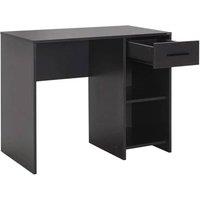 FORGEVIO Grey Study Desk 1 Drawer Two Shelves Metal Pull Handle in Dark Grey