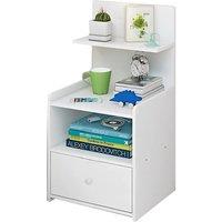 VOGREX White Nightstand Bedside Cabinet With Drawer Storage Shelf