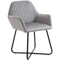NESTLUNE Modern Accent Chair Velvet-Feel Upholstered in Grey | Size: 100 cm x 15 cm