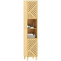 NESTLUNE Tall Bathroom Cabinet with Open Compartments in Brown