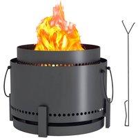 NESTLUNE 37cm Smokeless Wood Burning Firepit Metal Fire Pit in Black | Size: 100 cm x 15 cm