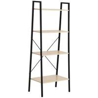 NESTLUNE 4-Tier Minimalistic Ladder Shelf Unit Steel in Black | Size: 100 cm x 15 cm