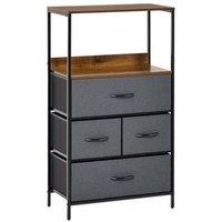 NESTLUNE 4 Drawer Storage Chest Unit Home w/ Shelves in Grey | Size: 100 cm x 15 cm