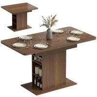 NESTLUNE Extendable Dining Table for 4-6, Kitchen Table in Brown | Size: 100 cm x 15 cm