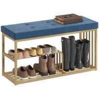 NESTLUNE Shoe Storage Bench with Seat Cushion in Blue | Size: 100 cm x 15 cm