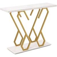 VOGREX Narrow Faux Marble Contemporary Entry Console Table