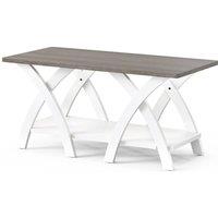 VOGREX Grey Wooden Coffee Accent Table Storage Shelf