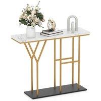VOGREX White 100CM 2 Tier Faux Marble Console Table