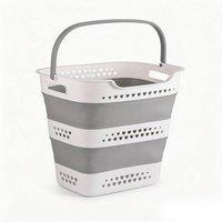 VOGREX Light Grey 42L Foldable Laundry Hamper Bin with Handles