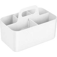 VOGREX Portable Plastic Makeup Caddy Removable Dividers Handle in White